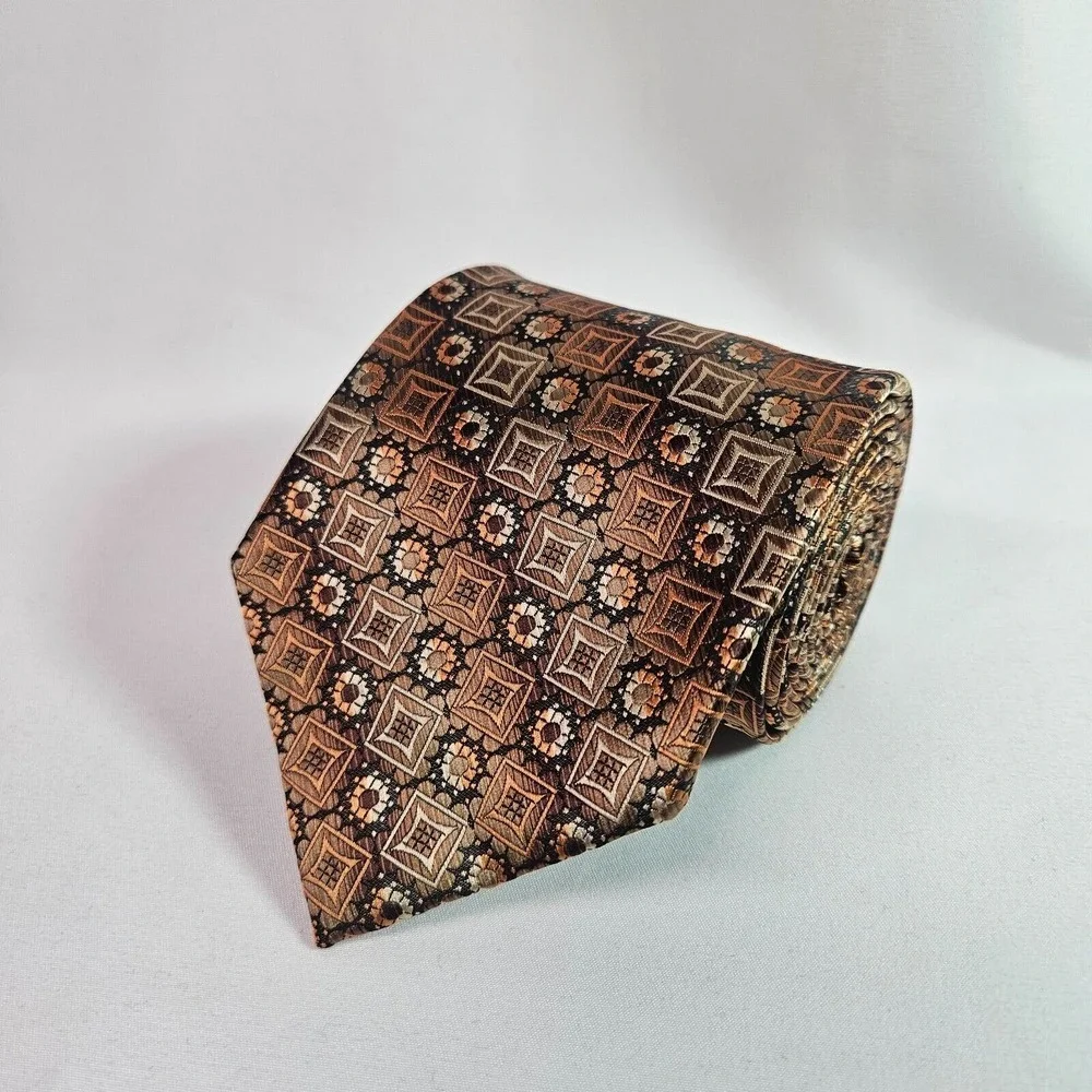 Stacy Adams Hand‎ Made Tie Geometric Brown 3.5
